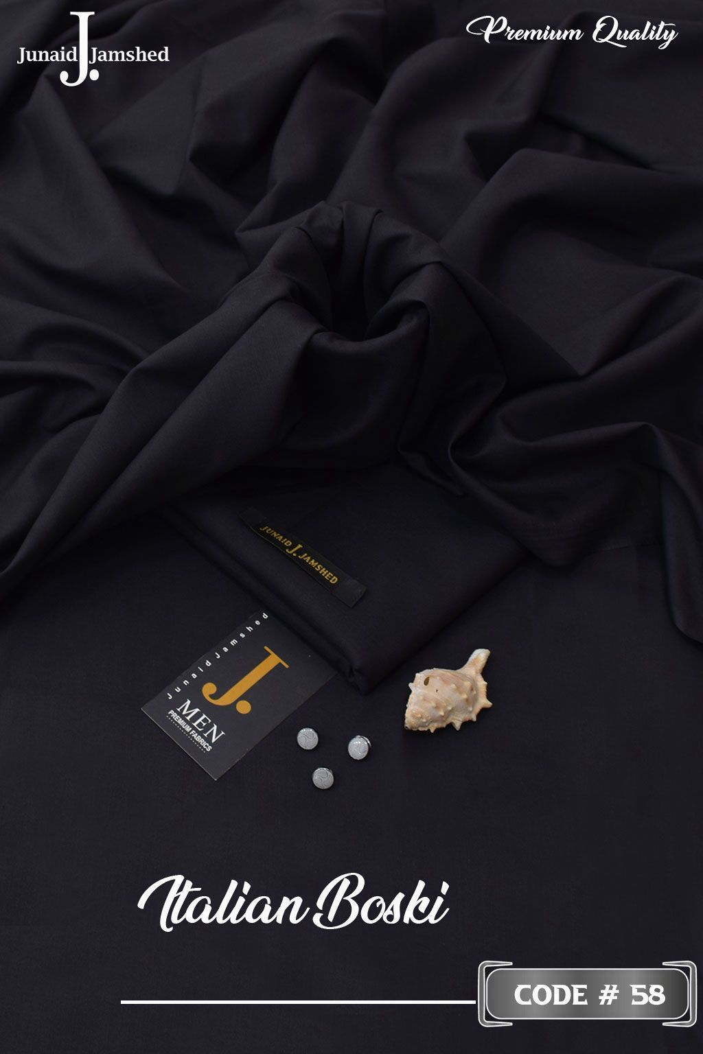 Premium Wash & Wear Fabric – Black | Men's Unstitched Suit (Code #58)