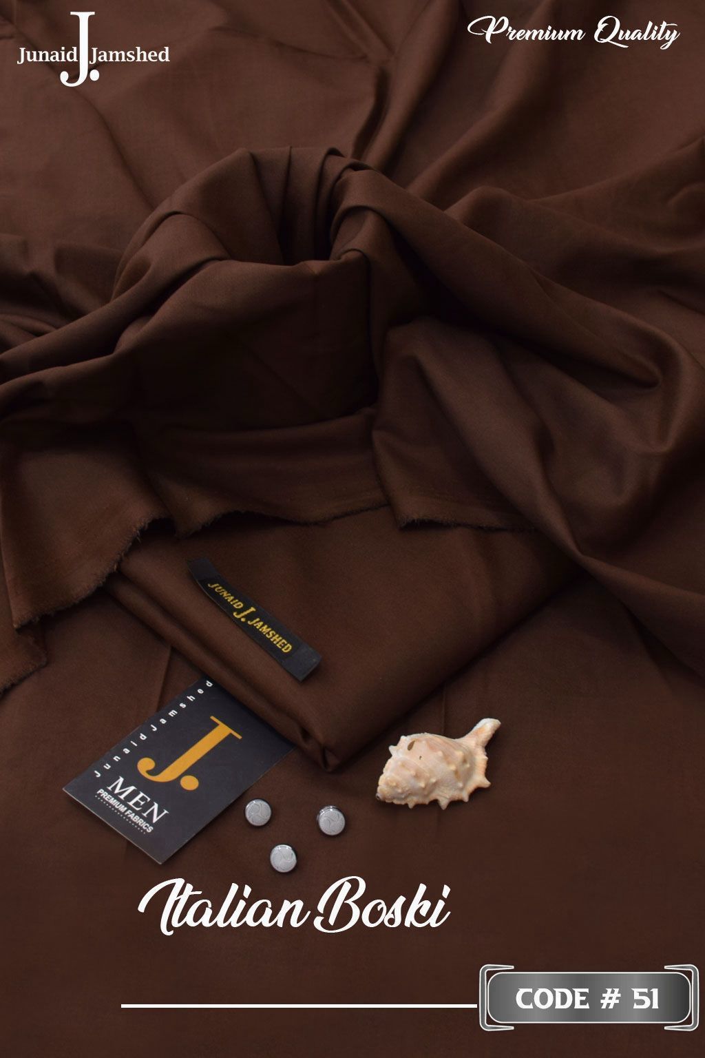 Premium Chocolate Brown Wash & Wear Fabric – Men's Unstitched Suit (Code #51)