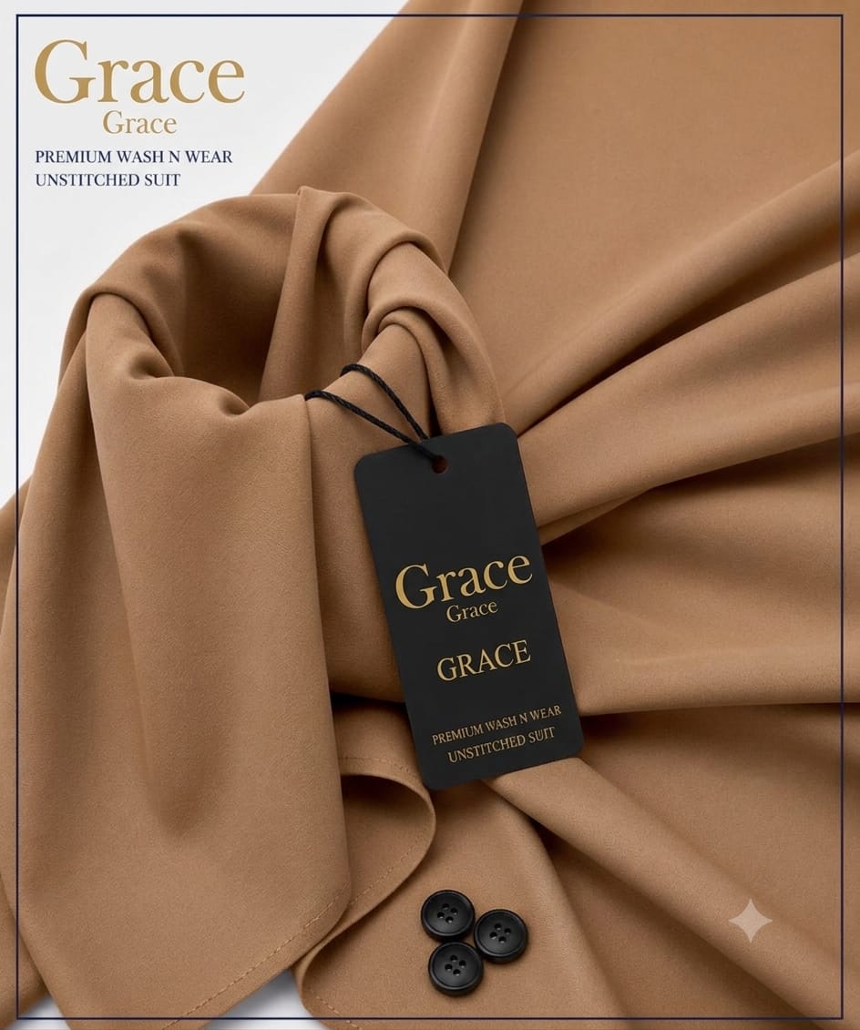 Grace Premium Wash N Wear Unstitched Suit – Camel Brown